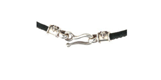 Silver Leather Neckband with Silver Hook 3.5