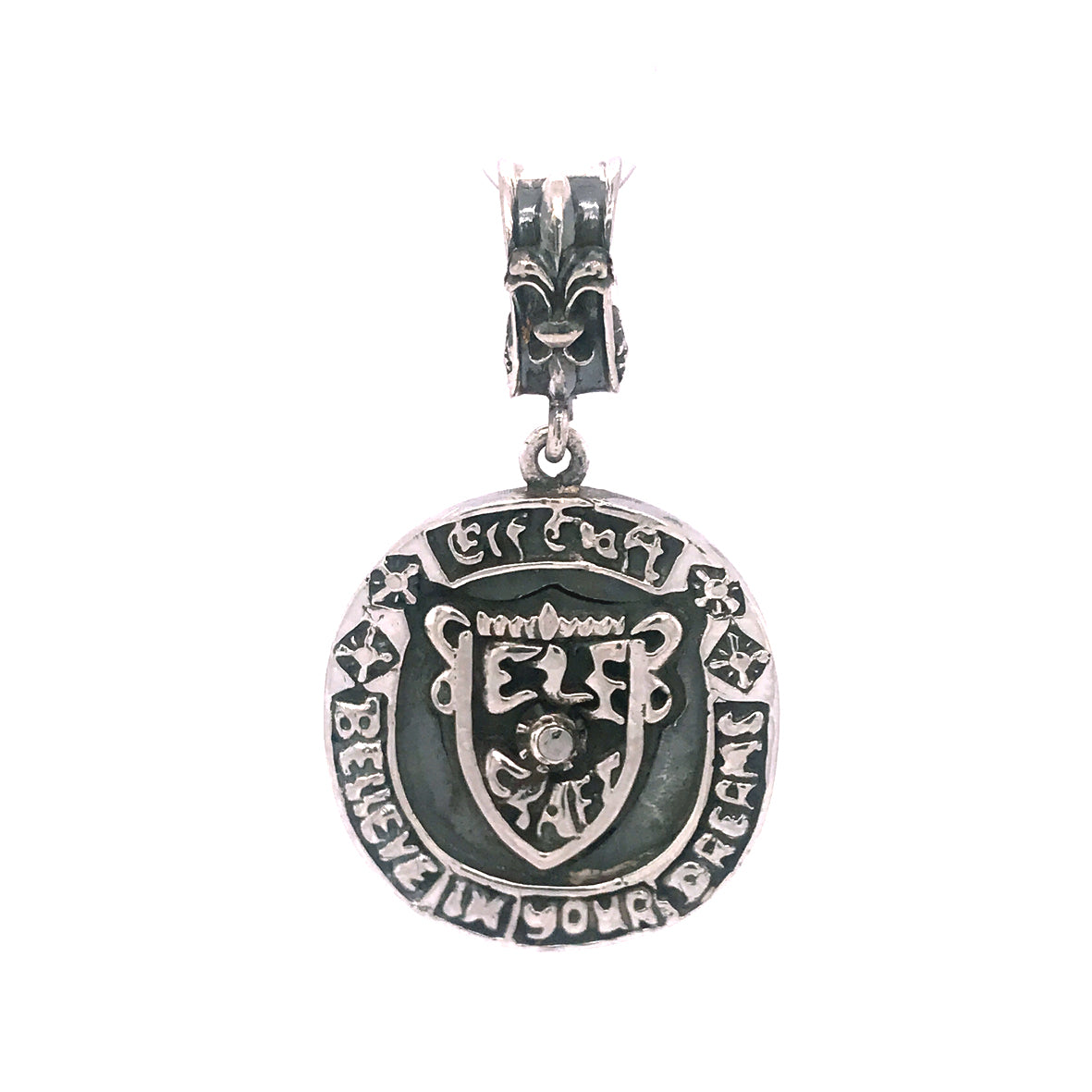 Silver Pendant SHIELD on BELIEVE Coin L