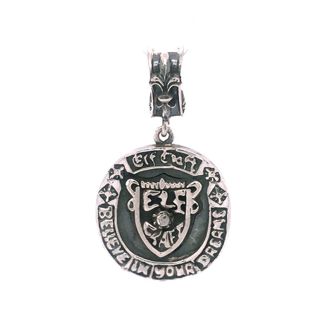 Silver Pendant SHIELD on BELIEVE IN YOUR DREAMS Coin L