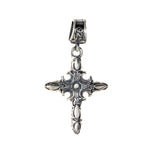 Silver Pendant CRESCENT CROSS in GARDEN AT NIGHT