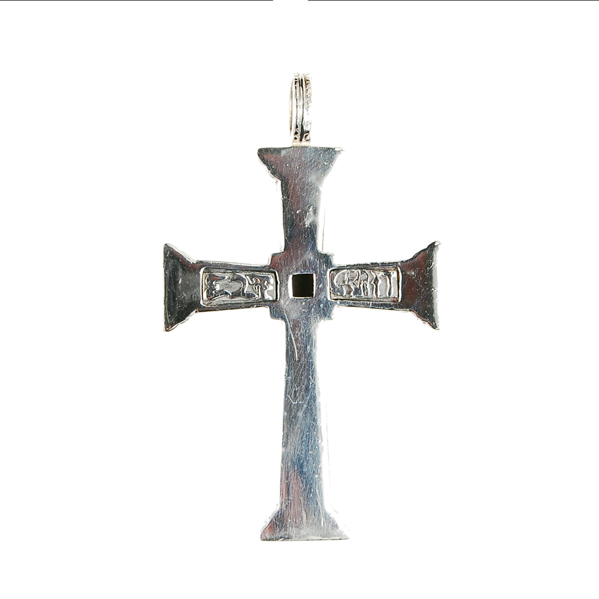 Silver Pendant CROSS Beams with Caree Stone