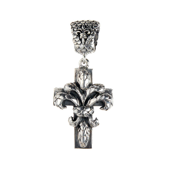 Silver Pendant LILY ON CROSS M DRAGON SCALES