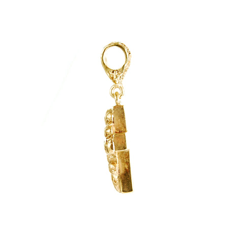 Silberanhänger LILIE AUF KREUZ S mit Drachenschuppen Gold plated