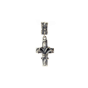 Silver Pendant LILY ON CROSS S Facetted