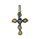 Silver Pendant Cross with PAISLEY Stones