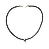 Leather Neckband with Silver SKULL L and Hook 6