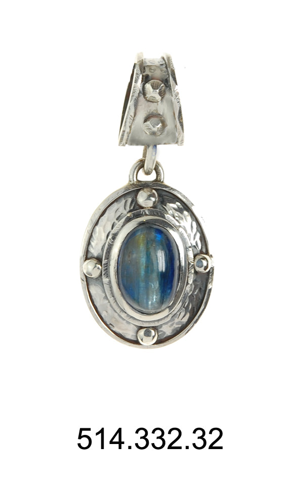 Silver Pendant ROUGH OVAL with Stone