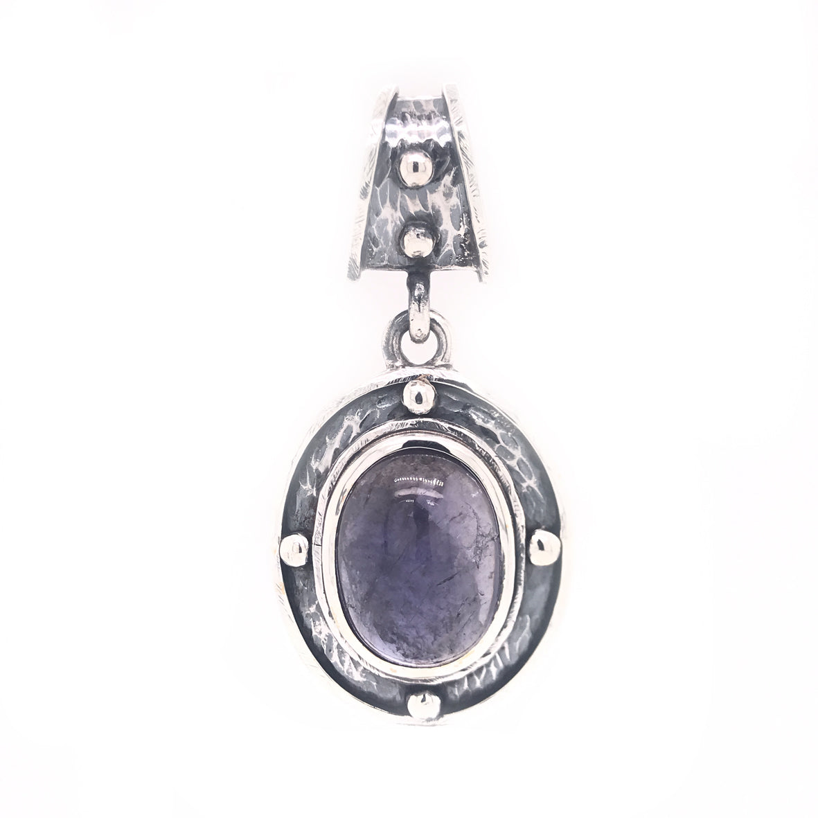 Silver Pendant ROUGH OVAL with Stone