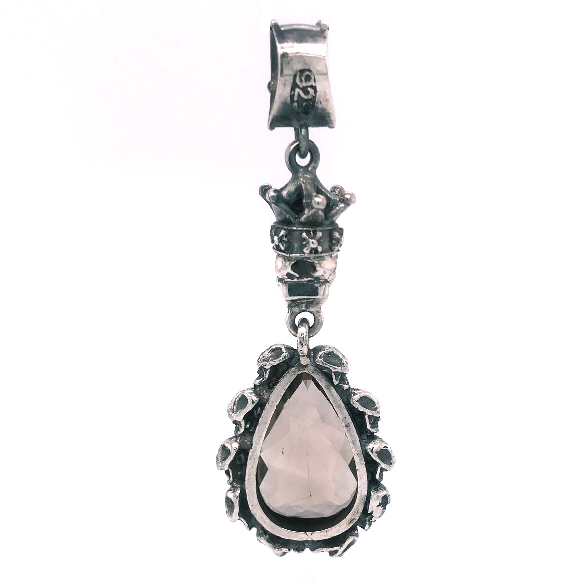 Silver Pendant Skulls Drop with Crowned Skull