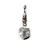 Silver Pendant Ball with Facetted Stone on Lily Hook White