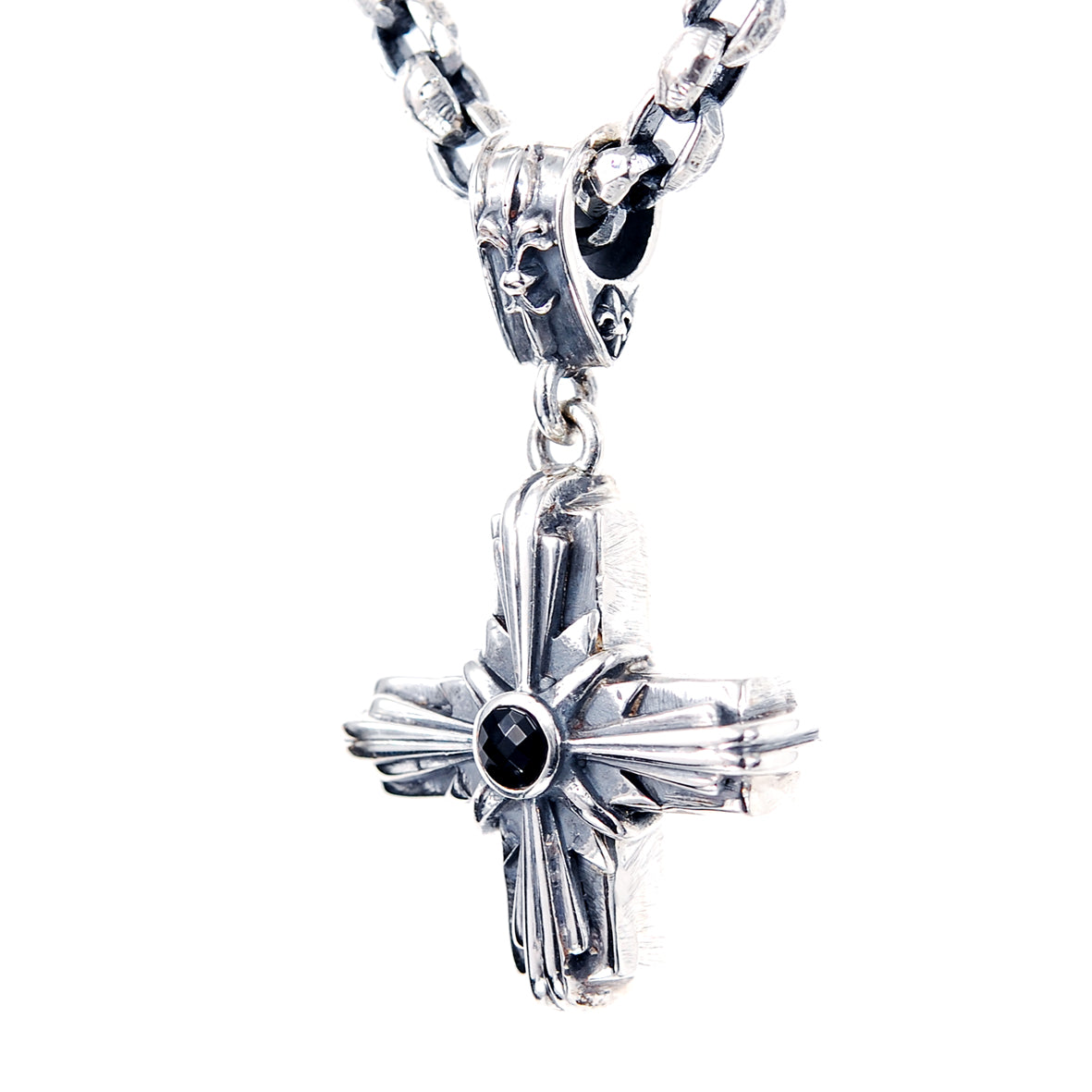 Silberner Anhänger, griechisches Kreuz mit MORGENSTERN