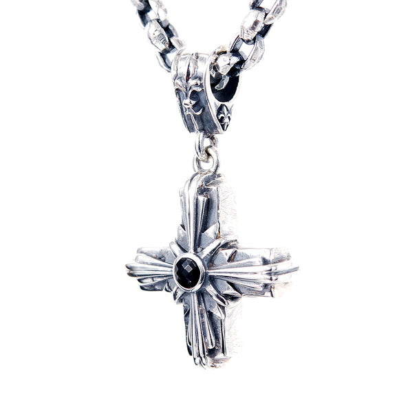 Silver Pendant Greek Cross Body with MORNING STAR