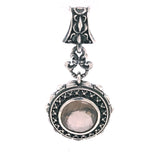 Silver Pendant Round with Pyramides Sides and M-Stars Top