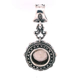 Silver Pendant Round with Pyramides Sides and M-Stars Top