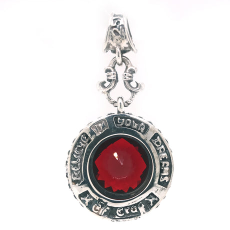 Silver Pendant Round with Pyramides Top and Morning Star Sides