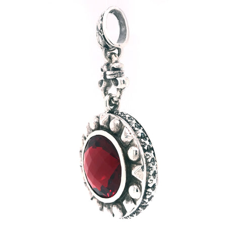 Silver Pendant Round with Pyramides Top and Morning Star Sides