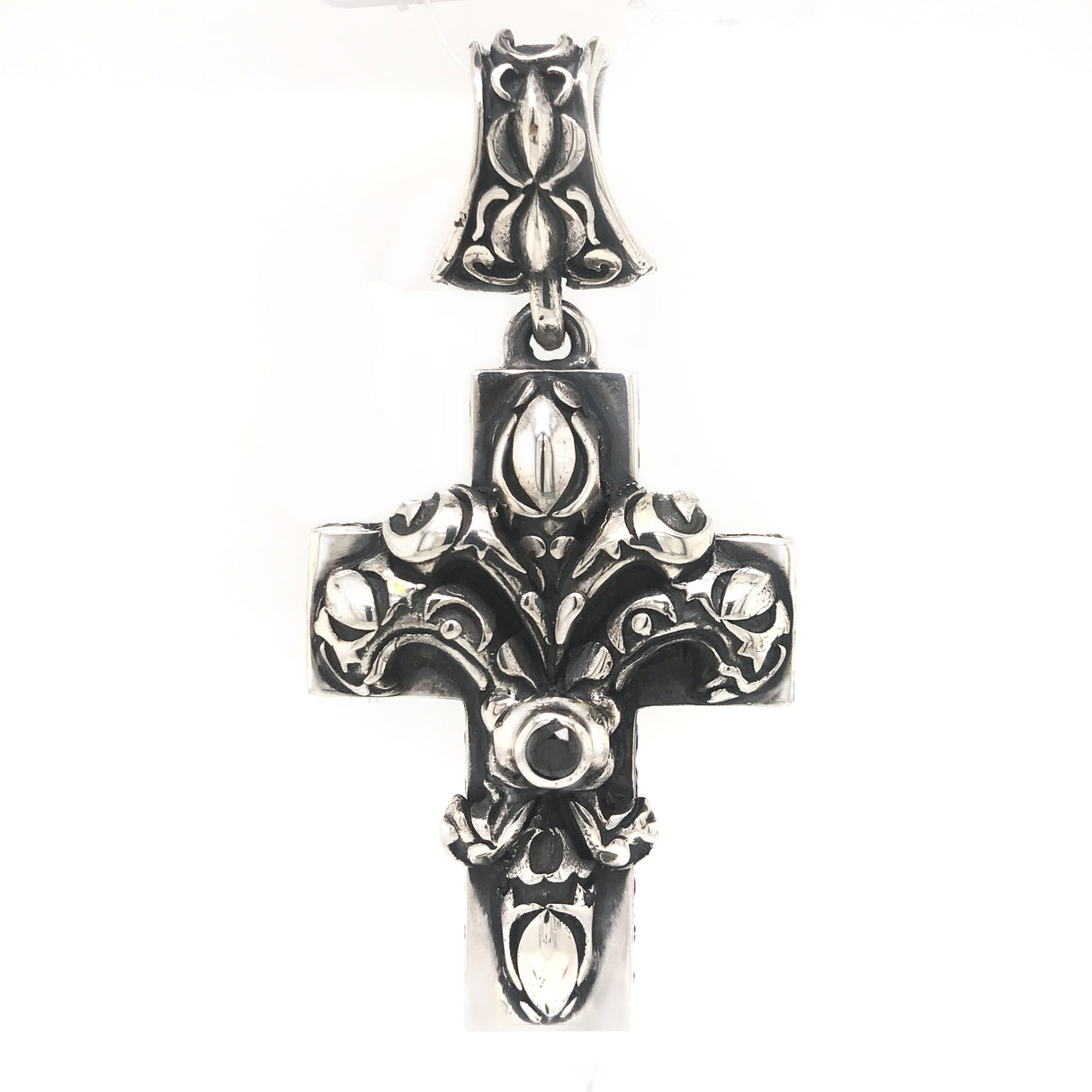 Silver Pendant LILY on CROSS Garden at Night M-Star Sides