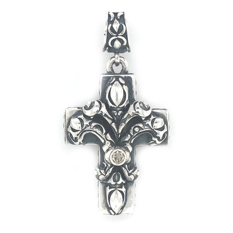 Silver Pendant LILY on CROSS Garden at Night M-Star Sides