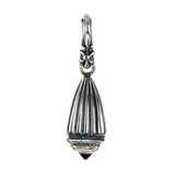 Silver Pendant Elfin King Striped Bell with Care Stone and Lily Hook green