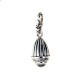 Silver Pendant Elfin King Striped Bell with Stone and Lily Hook