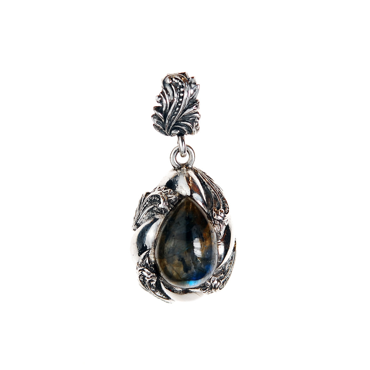Silver Pendant MAGIC PLANT Drop and Stone