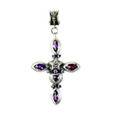 Silver Pendant Navette and Star and Heart Cross