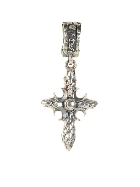 Silver Pendant CRESCENT CROSS with DRAGON SCALES