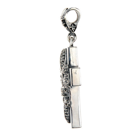 Silver Pendant LILY ON CROSS M Pave