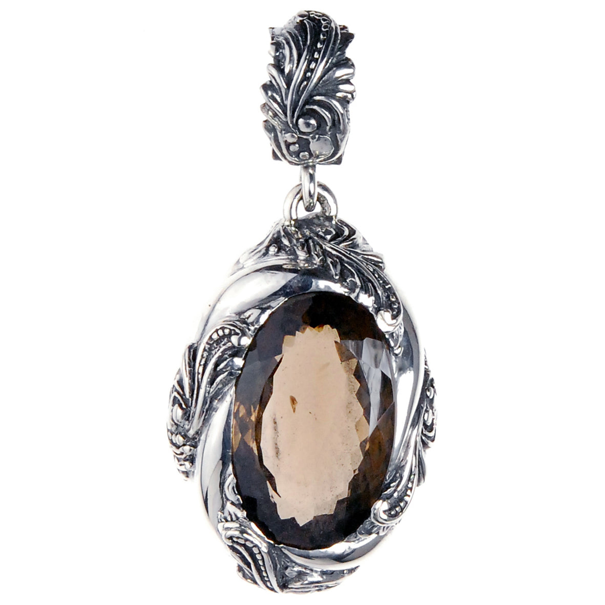 Silver Pendant Oval MAGIC PLANT and Stone