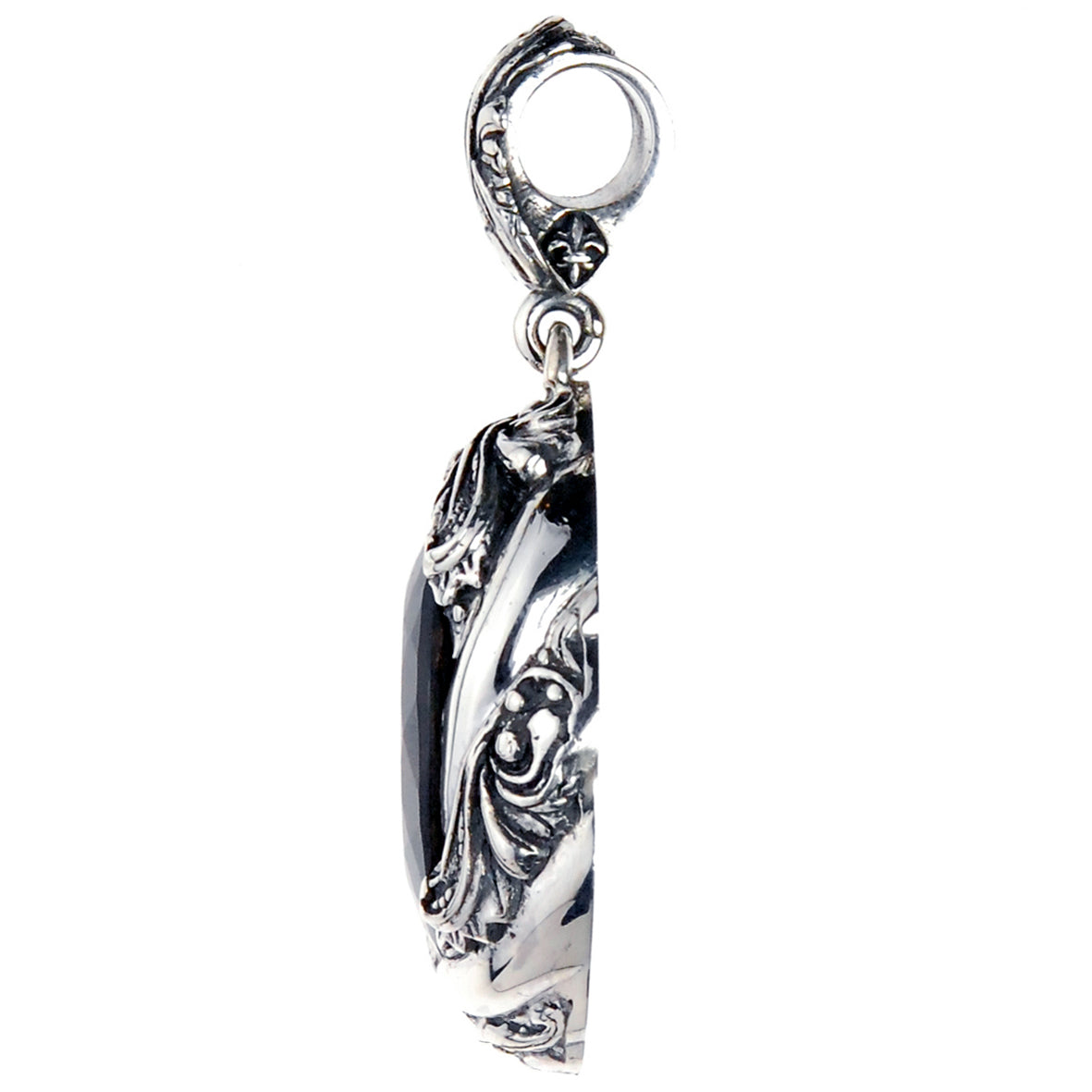 Silver Pendant Oval MAGIC PLANT and Stone