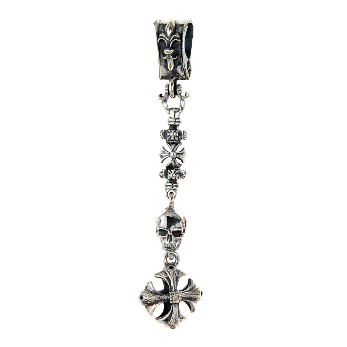 Silver Pendant Charm MALTESER CROSS mini SKULL