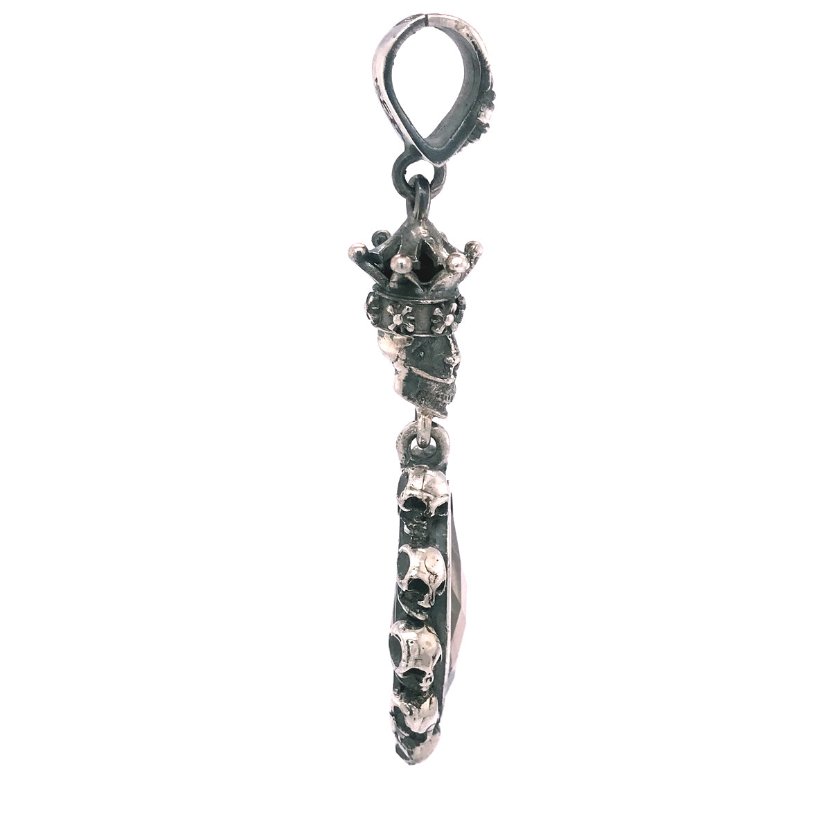 Silver Pendant Skulls Drop with Crowned Skull