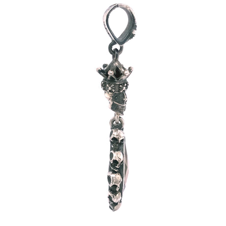 Silver Pendant Skulls Drop with Crowned Skull