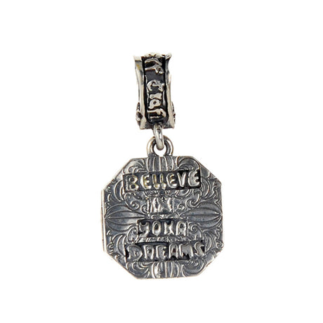 Silver Pendant Medaillon LILY Flower Engraved