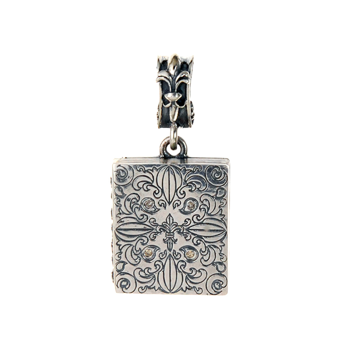 Silver Pendant Medaillon GARDEN AT NIGHT Book engraved