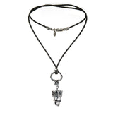 Silver Leather Neckband and Pendant with GaN Ring and and "Crowned Skull"