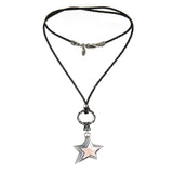 Silver Leather Neckband with Lilies Ring and SHOOTING STAR