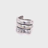 Silver Ring Spiral PLAIN Facetted Hammered and Rough
