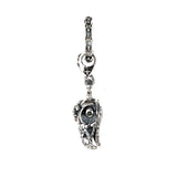 Leather Neckband with Silver EAGLE SKULL Mds and Lilies Ring Pendant 30mm