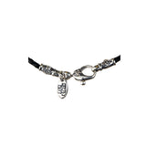 Silber Leder NECKBAND PLAIN S und silberner Karabiner 3.5
