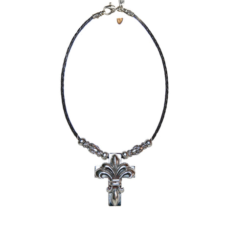 Silver Pendant LILY ON CROSS M Hole