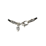 Leather Neckband with Silver Tubes and DRAGON CLAW Pendant