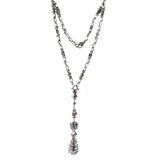 Silver Fetish Chain Navette Malteser Crescent M-star with Bell Crown Holder Stone