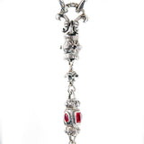 Silver Fetish Chain Navette Malteser Crescent M-star with Bell Crown Holder Stone