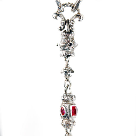 Silver Fetish Chain Navette Malteser Crescent M-star with Bell Crown Holder Stone