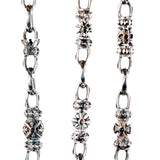 Silver Fetish Chain Navette Malteser Crescent M-star with Bell Crown Holder Stone