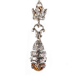 Silver Fetish Chain Navette Malteser Crescent M-star with Bell Crown Holder Stone