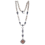 Silver Neckchain Peas Chain M with Long Lilies and Crowns with BAROQUE Pendant