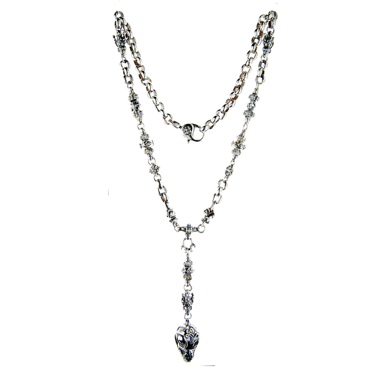 Silver Fetish Chain Peas with EAGLESKULL Lilies and Crowns