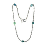 Silver Neckchain Mini TUBES Decor and Raw Stones
